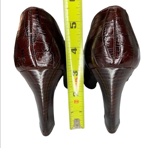 Lauren Ralph Lauren NWOB Cocodrile Women High Heels Brown Sz 10 B Made … - Picture 5 of 12